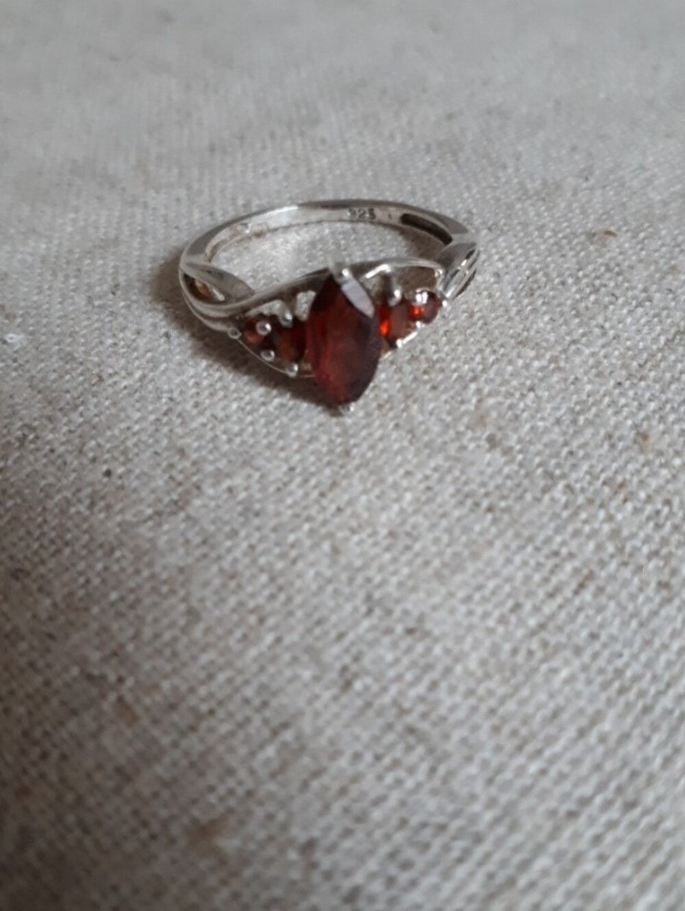 Sterling Silver Marquise Garnet Ring